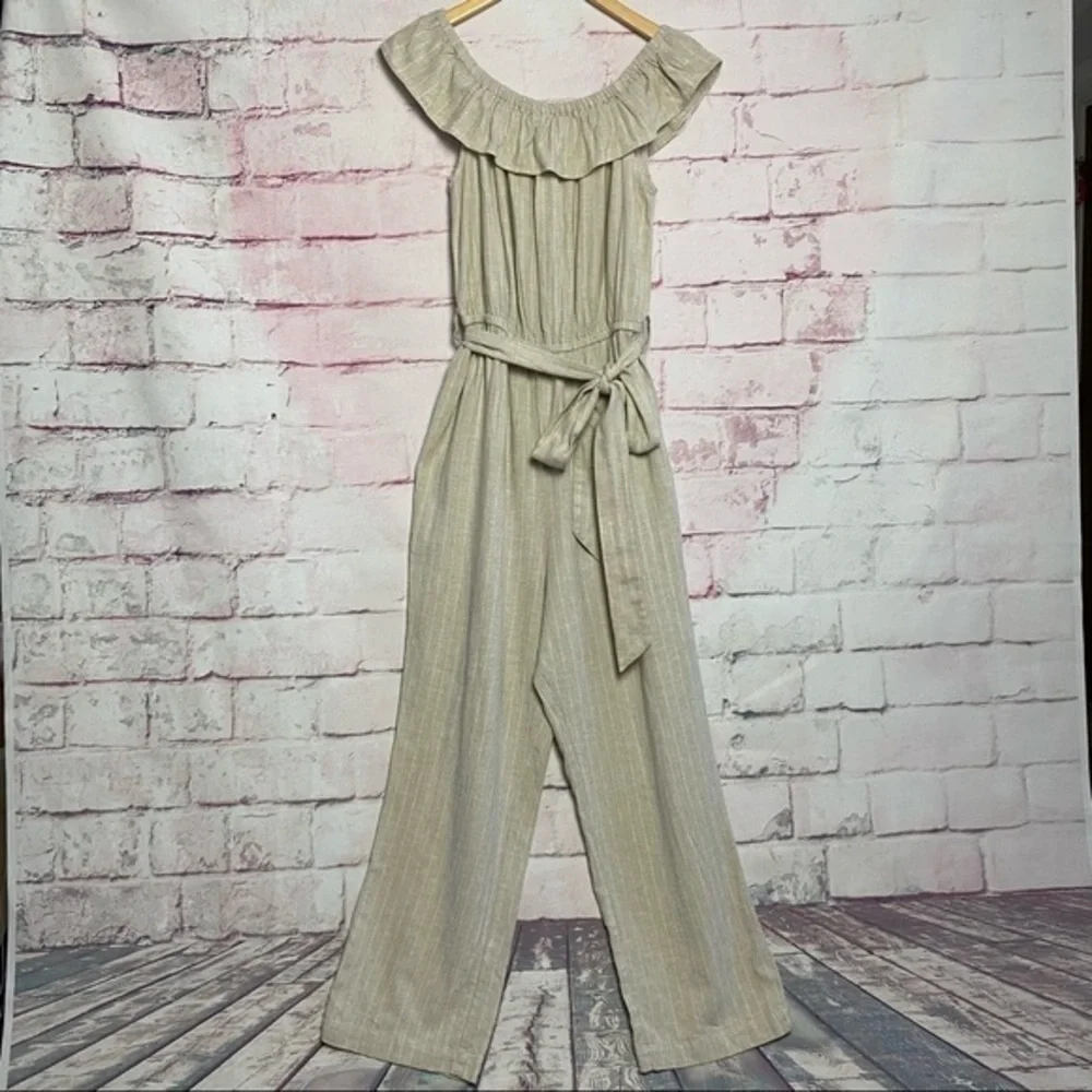 UNIVERSAL THREAD Beige Off the Shoulder Jumpsuit